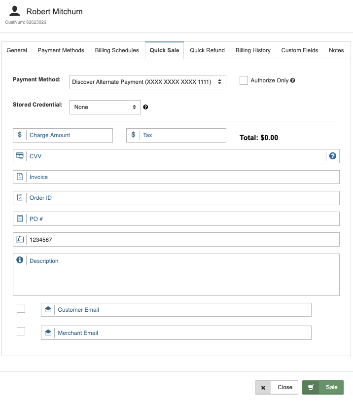 Customer DB Quick Sale