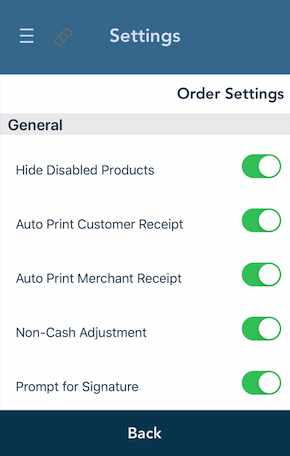 Itemized Order Settings