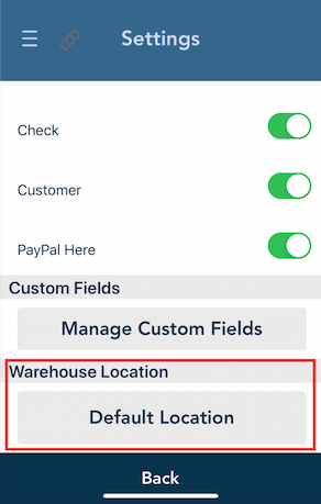 Warehouse Location Setting